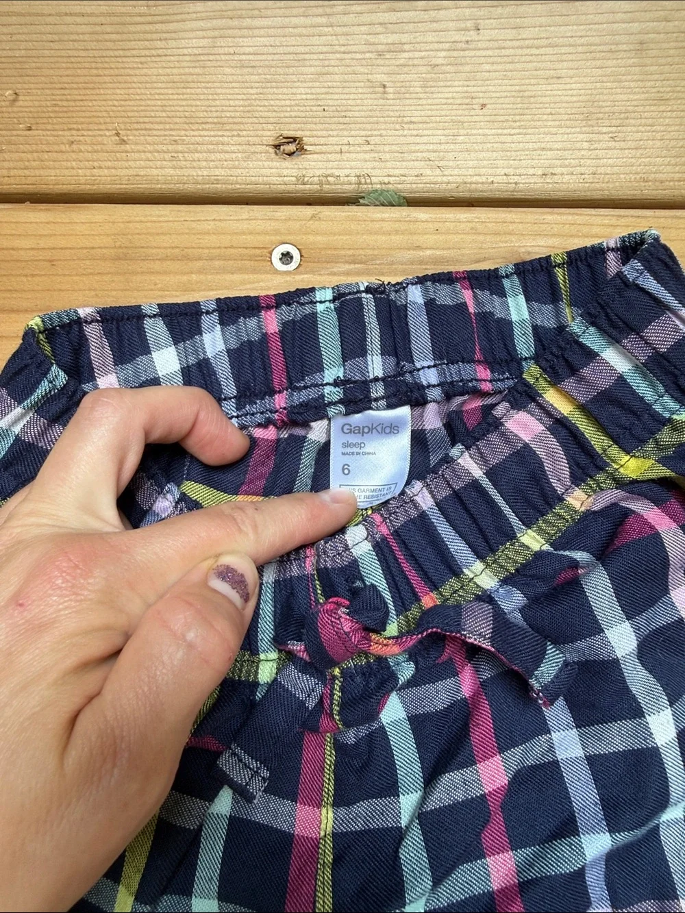 GAP Navy Plaid Kids Pajama Pants with Multicolor Stripes
